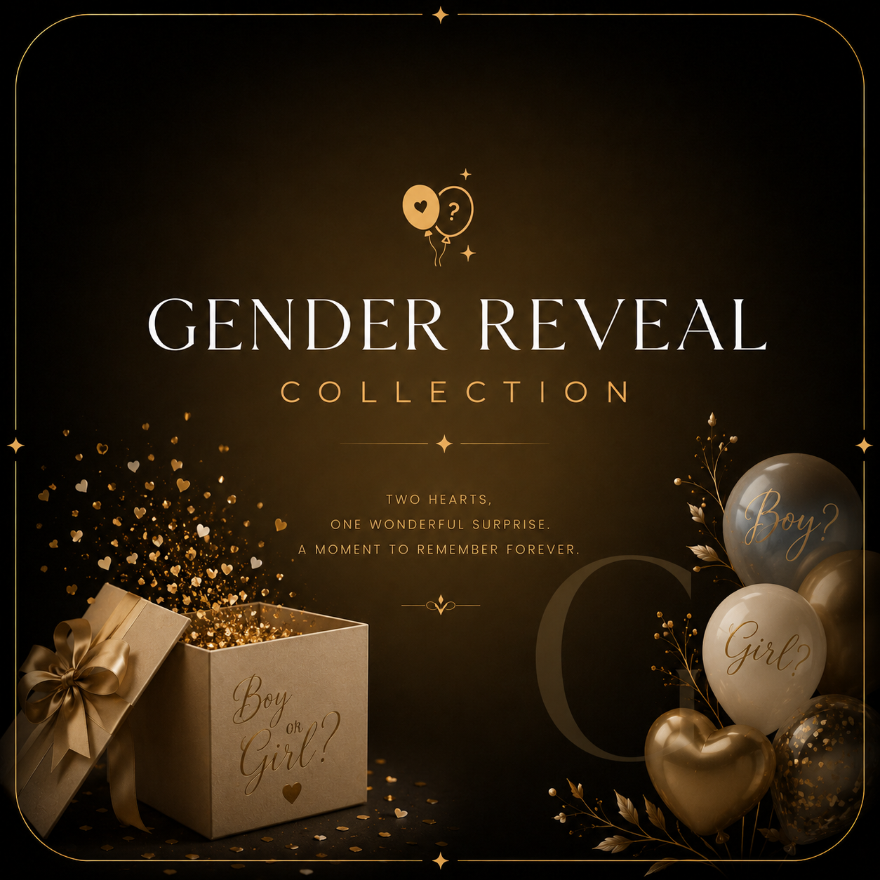 Gender Reveal invitations collection — editable Canva templates by Joyva Studio
