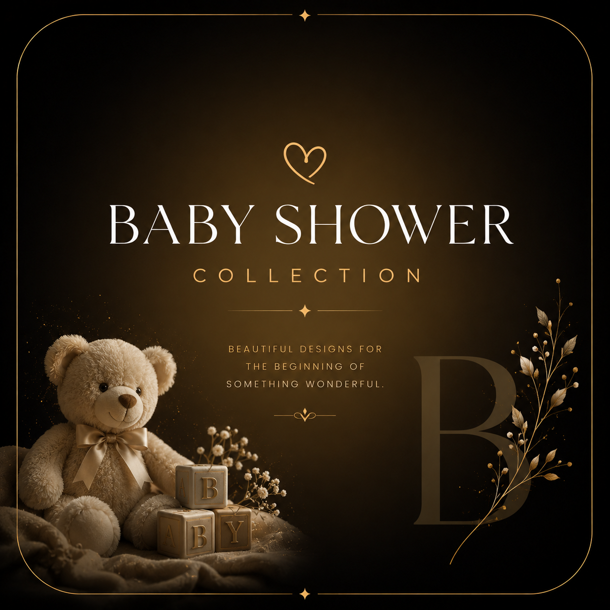 Baby Shower invitations collection — editable Canva templates by Joyva Studio